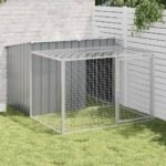 Dog House with Run Anthracite 153x194x110 cm Galvanised Steel