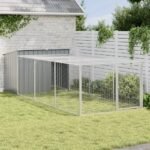 Dog House with Run Anthracite 153x396x110 cm Galvanised Steel