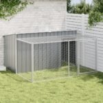 Dog House with Run Anthracite 197x194x110 cm Galvanised Steel