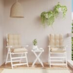Lowback Chair Cushions 2 pcs Beige Oxford Fabric