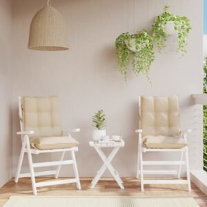 Lowback Chair Cushions 2 pcs Beige Oxford Fabric