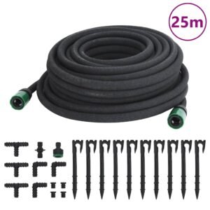 Garden Soaker Hose Black 0.6" 25 m Rubber