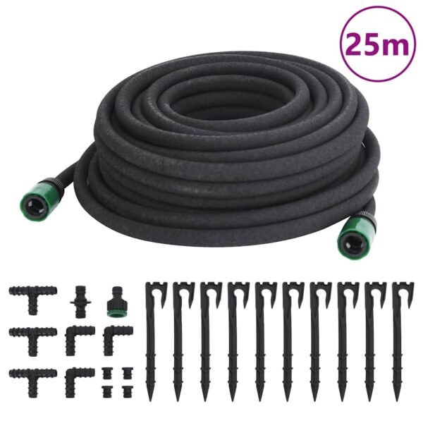 Garden Soaker Hose Black 0.6" 25 m Rubber