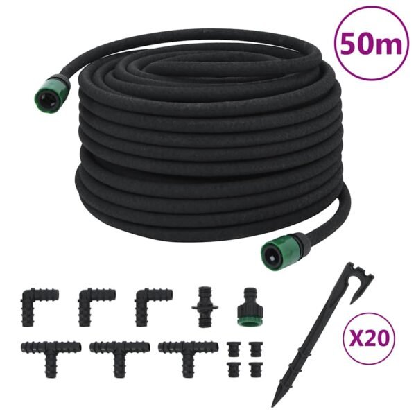 Garden Soaker Hose Black 0.6" 50 m Rubber