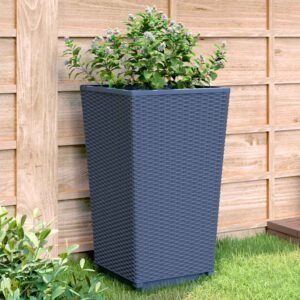 Garden Planters 2 pcs Blue Grey 32.5x32.5x57 cm PP