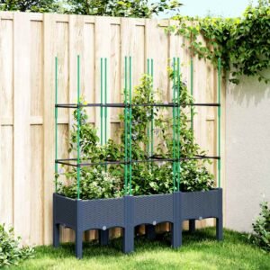 Garden Planter with Trellis Blue Grey 120x40x142.5 cm PP