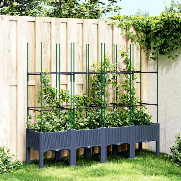 Garden Planter with Trellis Blue Grey 160x40x142.5 cm PP