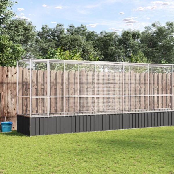 Aviary with Extension Silver 626.5x107x212 cm Steel
