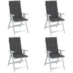 Highback Chair Cushions 4 pcs Melange Anthracite 120x50x4 cm Fabric