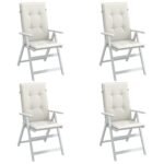 Highback Chair Cushions 4 pcs Melange Cream 120x50x4 cm Fabric