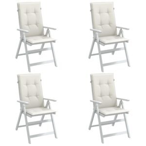 Highback Chair Cushions 4 pcs Melange Cream 120x50x4 cm Fabric