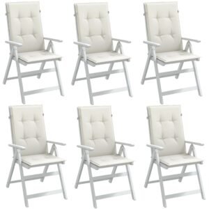 Highback Chair Cushions 6 pcs Melange Cream 120x50x4 cm Fabric