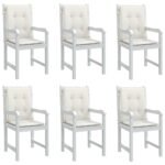 Lowback Chair Cushions 6 pcs Melange Cream 100x50x4 cm Fabric