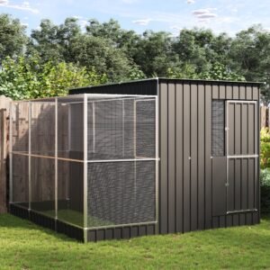 Aviary with Extension Silver 290x303x216 cm Steel