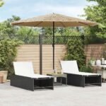 Garden Parasol with Steel Pole Brown 324x324x247 cm