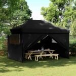 Foldable Party Tent Pop-Up with 4 Sidewalls Black