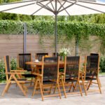 Reclining Garden Chairs 8 pcs Black Solid Wood Acacia