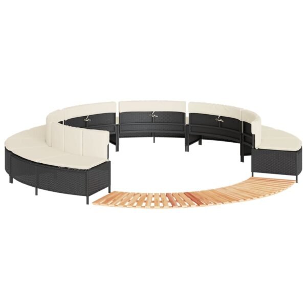 Hot Tub Surround Black Poly Rattan and Solid Wood Acacia