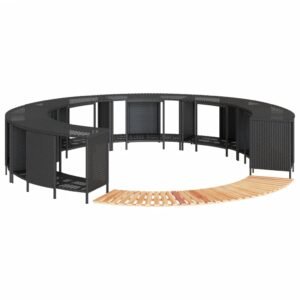 Hot Tub Surround Black Poly Rattan and Solid Wood Acacia