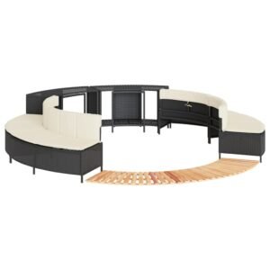 Hot Tub Surround Black Poly Rattan and Solid Wood Acacia