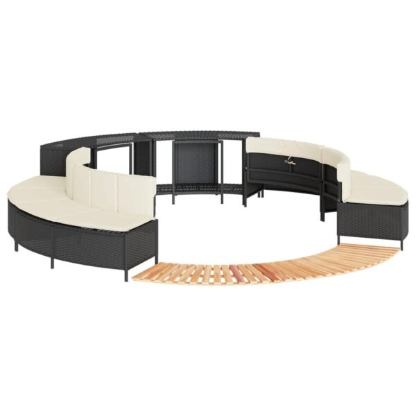 Hot Tub Surround Black Poly Rattan and Solid Wood Acacia