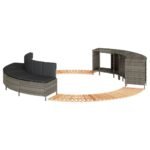 Hot Tub Surround Grey Poly Rattan and Solid Wood Acacia