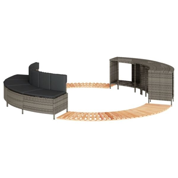 Hot Tub Surround Grey Poly Rattan and Solid Wood Acacia