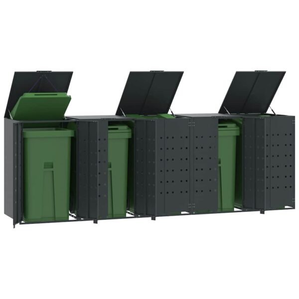 Wheelie Bin Storage for 5 Bins Anthracite 345x79x117 cm Steel