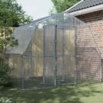 Bird Cage with Door Silver Galvanised Steel