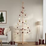 Wooden Christmas Tree for Decoration 210 cm Solid Wood Pine