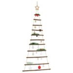 vidaXL Hanging Christmas Tree with Top Star 74x150 cm Natural Branch