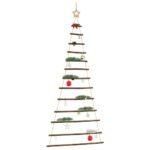 vidaXL Hanging Christmas Tree with Top Star 86x180 cm Natural Branch