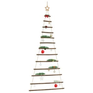 vidaXL Hanging Christmas Tree with Top Star 86x180 cm Natural Branch