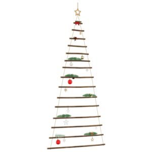 vidaXL Hanging Christmas Tree with Top Star 100x210 cm Natural Branch