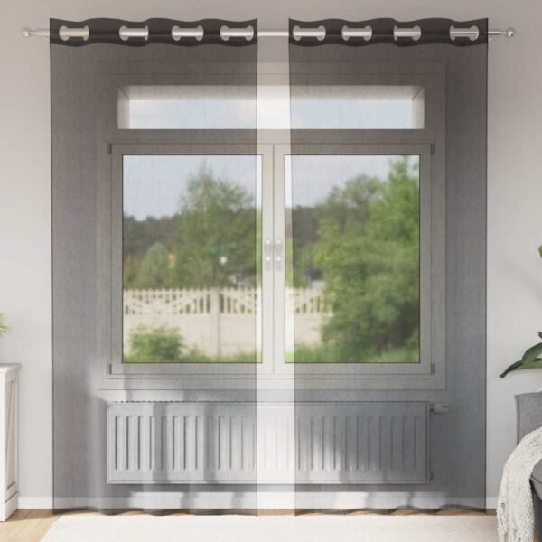 Voile Curtains with Grommets 2 pcs Black 140x245 cm