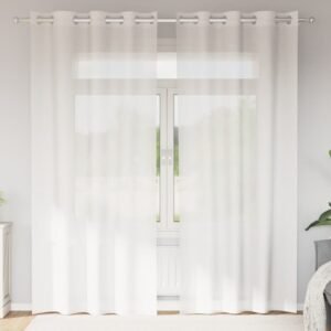 Voile Curtains with Grommets 2 pcs White