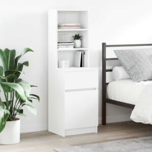 Bedside Cabinet White 39x35x125 cm Engineered Wood