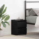 Bedside Cabinet Black Oak 30 x 30 x 40 cm Engineered Wood