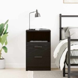 Bedside Cabinet Black Oak 40 x 35 x 65 cm Engineered Wood