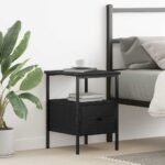 Bedside Cabinet Black Oak 34 x 36 x 50 cm Engineered Wood