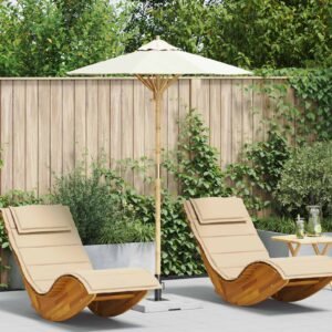 Garden Parasol Cream White Ø 150 x 210 cm Bamboo