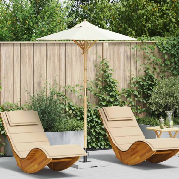 Garden Parasol Cream White Ø 150 x 210 cm Bamboo