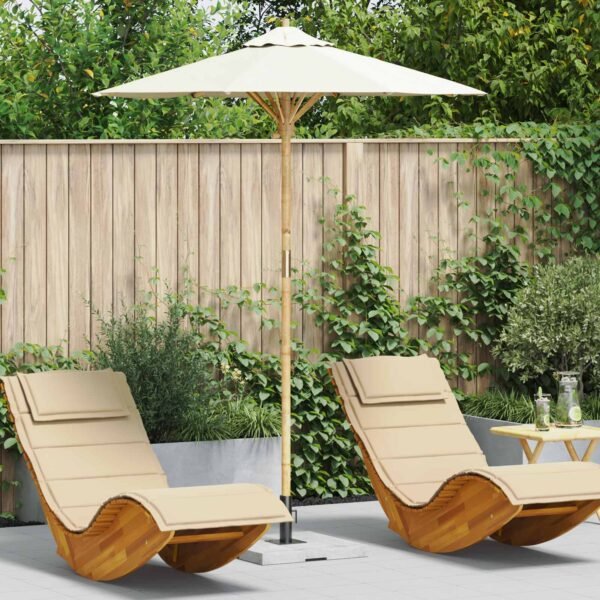 Garden Parasol Cream White Ø 180 x 230 cm Bamboo