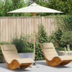 Garden Parasol Cream White Ø 217 x 230 cm Bamboo