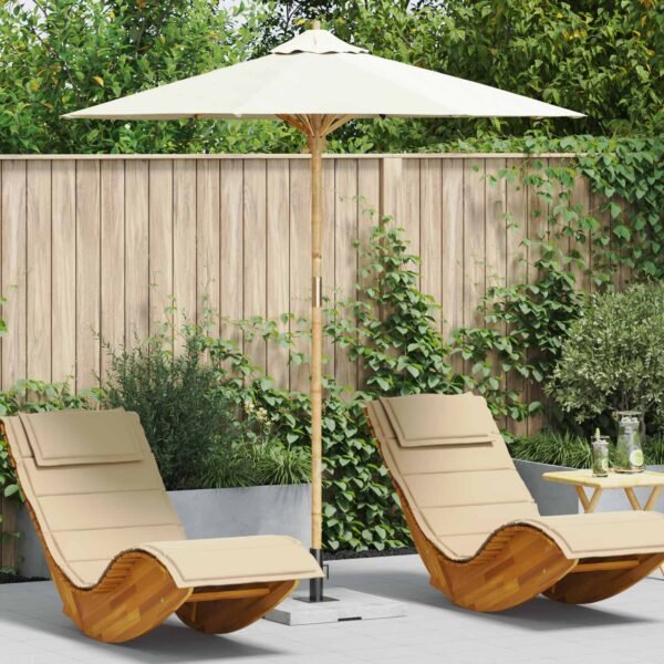 Garden Parasol Cream White Ø 217 x 230 cm Bamboo