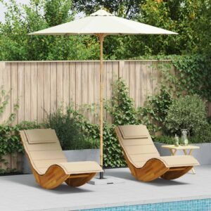 Garden Parasol Cream White Ø 240 x 260 cm Bamboo