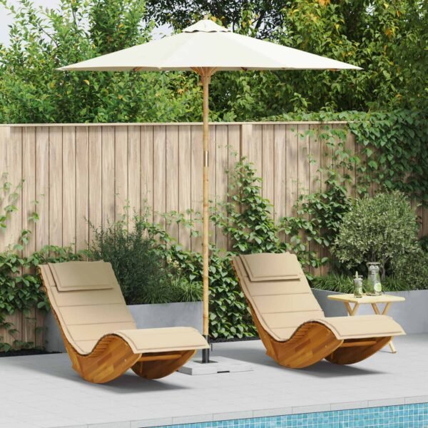 Garden Parasol Cream White Ø 240 x 260 cm Bamboo