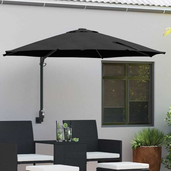 Garden Parasol Black 248 x 248 x 148 cm Polyester and Steel
