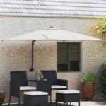 Garden Parasol Sand 248,5 x 247,5 x 160 cm Polyester and Steel