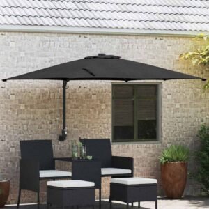 Garden Parasol Black 248,5 x 247,5 x 160 cm Polyester and Steel